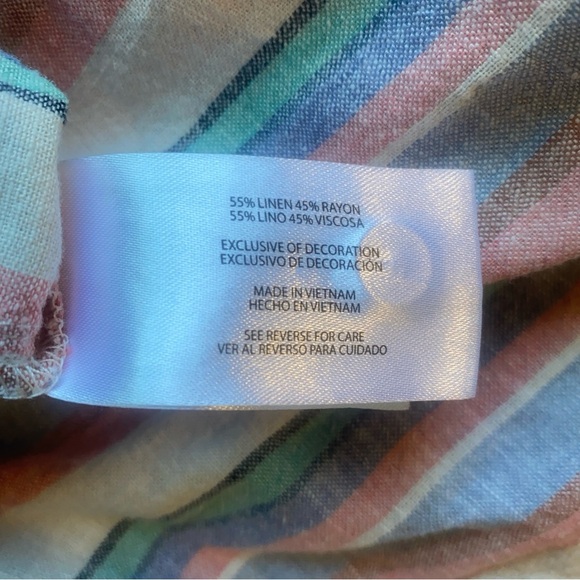 Orvis Linen Rayon Striped Sleeveless Button Down Shirt Size Large - Picture 10 of 12